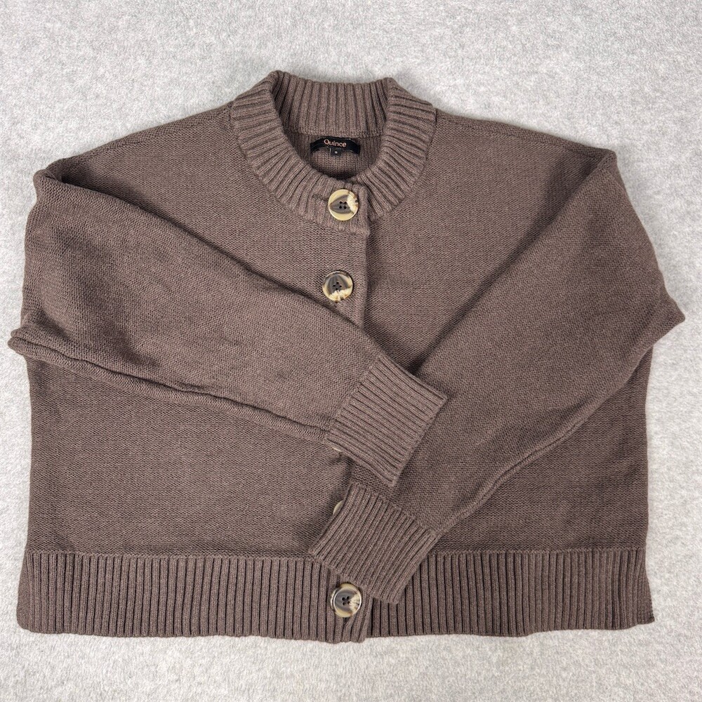 Quince Cardigan Sweater Womens Size S Organic Cotton Cropped Button Front - Picture 3 of 12